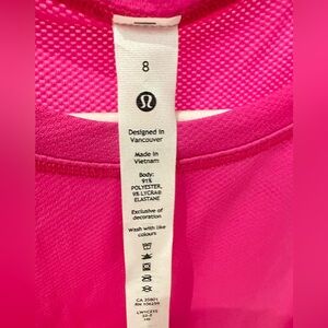 Lululemon pink tank top size 8